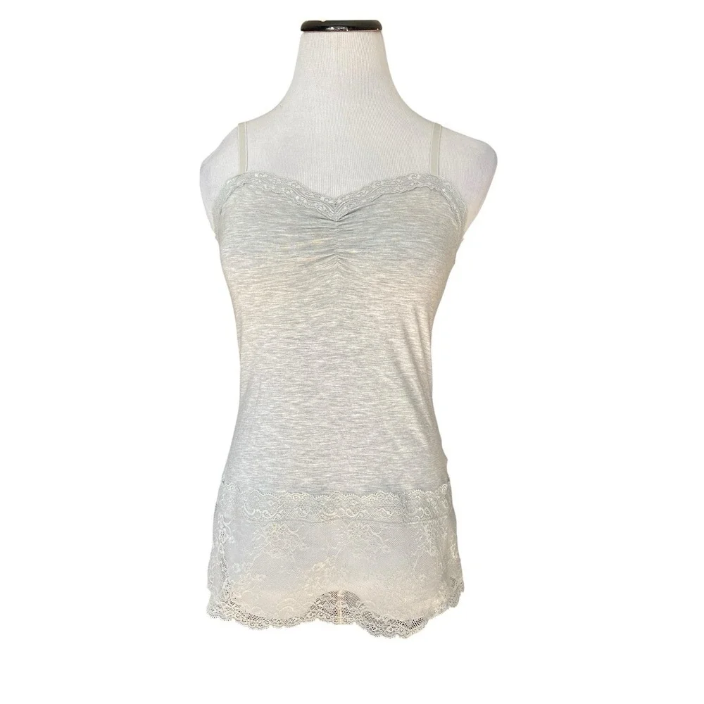 White House Black Market Womens Lace Trim Cami Tank Top Size S Y2K Office Siren